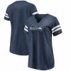 Women's Fanatics Branded Heathered College Navy/White Seattle Seahawks Distressed Primary Logo Notch Neck Tri-Blend T-Shirt