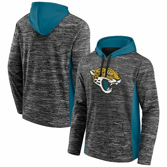 Men's Fanatics Branded Heathered Charcoal/Teal Jacksonville Jaguars Instant Replay Pullover Hoodie 4 Men's Fanatics Branded Heathered Charcoal/Teal Jacksonville Jaguars Instant Replay Pullover Hoodie - Image 2