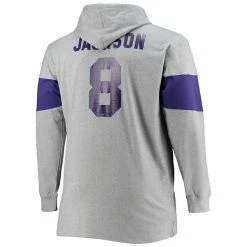 Men's Fanatics Branded Lamar Jackson Heathered Gray Baltimore Ravens Big & Tall Player Name & Number Pullover Hoodie -Metaverse shop unnamed file 26796