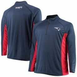 Men's Fanatics Branded Navy/Red New England Patriots Big & Tall Polyester Quarter-Zip Raglan Jacket -Metaverse shop unnamed file 26820