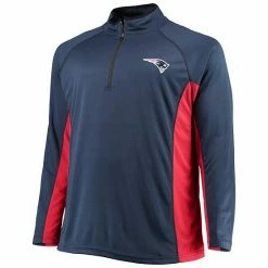 Men's Fanatics Branded Navy/Red New England Patriots Big & Tall Polyester Quarter-Zip Raglan Jacket -Metaverse shop unnamed file 26821
