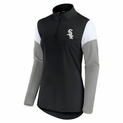Women's Fanatics Branded Black/Gray Chicago White Sox Authentic Fleece Quarter-Zip Jacket -Metaverse shop unnamed file 26830