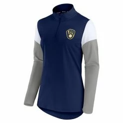 Women's Fanatics Branded Navy/Gray Milwaukee Brewers Authentic Fleece Quarter-Zip Jacket 4 Women's Fanatics Branded Navy/Gray Milwaukee Brewers Authentic Fleece Quarter-Zip Jacket -Metaverse shop unnamed file 26838