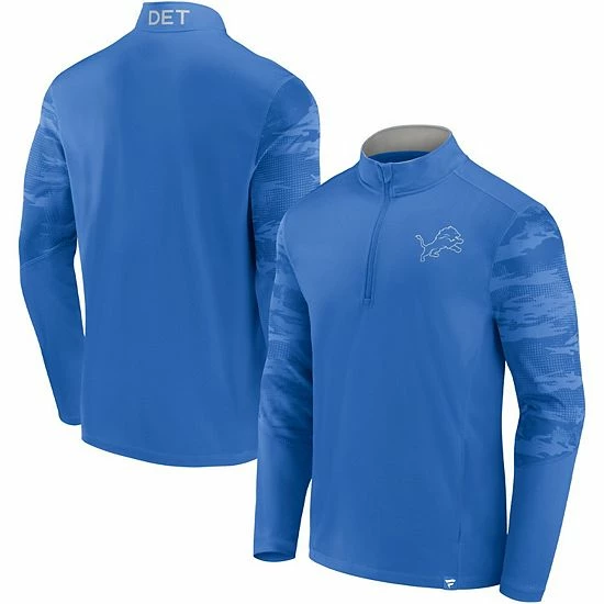 Men's Fanatics Branded Blue Detroit Lions Ringer Quarter-Zip Jacket Men's Fanatics Branded Blue Detroit Lions Ringer Quarter-Zip Jacket -Metaverse shop unnamed file 26857