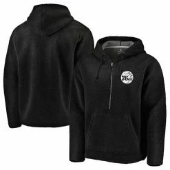 Men's Fanatics Branded Black Philadelphia 76ers Sherpa Half-Zip Hoodie
