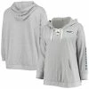 Women's Fanatics Branded Heathered Gray Seattle Seahawks Plus Size Lace-Up Pullover Hoodie -Metaverse shop unnamed file 2695