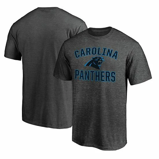 Men's Fanatics Branded Heathered Charcoal Carolina Panthers Logo Big & Tall Victory Arch T-Shirt - Image 2