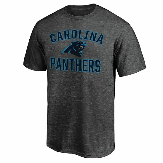 Men's Fanatics Branded Heathered Charcoal Carolina Panthers Logo Big & Tall Victory Arch T-Shirt - Image 3