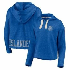 Women's Fanatics Branded Heathered Royal New York Islanders Cropped Raw Edge Pullover Hoodie -Metaverse shop unnamed file 26983
