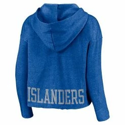 Women's Fanatics Branded Heathered Royal New York Islanders Cropped Raw Edge Pullover Hoodie -Metaverse shop unnamed file 26985