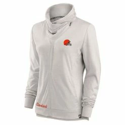 Women's Fanatics Branded Cream Cleveland Browns Break It Loose Cowl Neck Full-Zip Sweatshirt -Metaverse shop unnamed file 27161