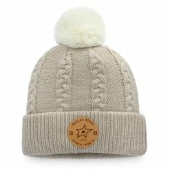 Women's Fanatics Branded Natural Dallas Stars Outdoor Play Cuffed Knit Hat With Pom