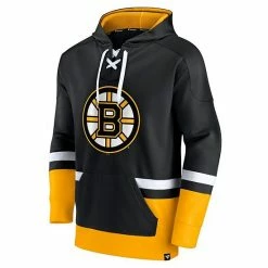 Men's Fanatics Branded David Pastrnak Black/Gold Boston Bruins Player Lace-Up V-Neck Pullover Hoodie -Metaverse shop unnamed file 27282