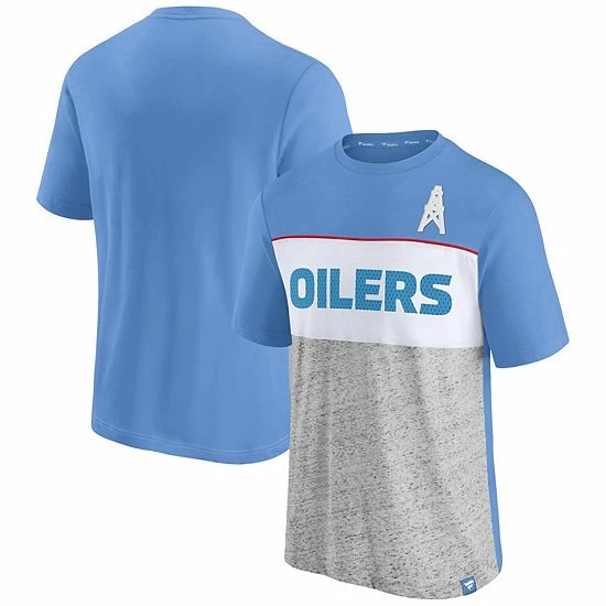 Men's Fanatics Branded Light Blue/Heathered Gray Houston Oilers Throwback Colorblock T-Shirt Men's Fanatics Branded Light Blue/Heathered Gray Houston Oilers Throwback Colorblock T-Shirt -Metaverse shop unnamed file 27305