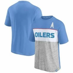 Men's Fanatics Branded Light Blue/Heathered Gray Houston Oilers Throwback Colorblock T-Shirt 3 Men's Fanatics Branded Light Blue/Heathered Gray Houston Oilers Throwback Colorblock T-Shirt -Metaverse shop unnamed file 27306
