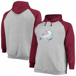 Men's Fanatics Branded Heathered Gray/Burgundy Colorado Avalanche Big & Tall Raglan Pullover Hoodie -Metaverse shop unnamed file 27314