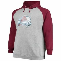 Men's Fanatics Branded Heathered Gray/Burgundy Colorado Avalanche Big & Tall Raglan Pullover Hoodie -Metaverse shop unnamed file 27315