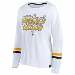 Women's Fanatics Branded White Pittsburgh Steelers Retro Power Long Sleeve T-Shirt -Metaverse shop unnamed file 27368