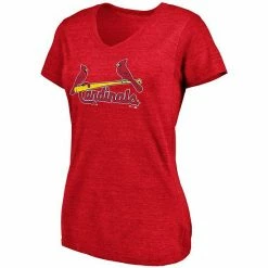 Women's Fanatics Branded Heathered Red St. Louis Cardinals Wordmark Tri-Blend V-Neck T-Shirt -Metaverse shop unnamed file 27415