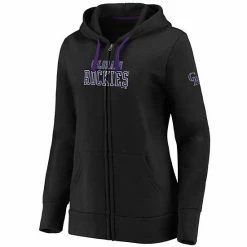 Women's Fanatics Branded Black Colorado Rockies Primary Logo Team Block Full-Zip Hoodie -Metaverse shop unnamed file 27506