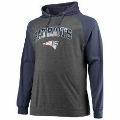 Men's Fanatics Branded Navy/Heathered Charcoal New England Patriots Big & Tall Lightweight Raglan Pullover Hoodie -Metaverse shop unnamed file 2752