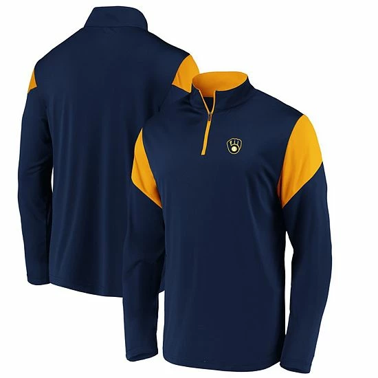 Men's Fanatics Branded Navy Milwaukee Brewers Primary Logo Quarter-Zip Jacket 3 Men's Fanatics Branded Navy Milwaukee Brewers Primary Logo Quarter-Zip Jacket