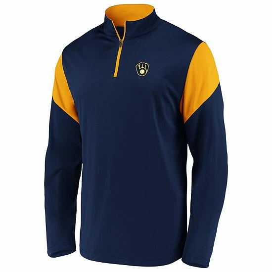Men's Fanatics Branded Navy Milwaukee Brewers Primary Logo Quarter-Zip Jacket 5 Men's Fanatics Branded Navy Milwaukee Brewers Primary Logo Quarter-Zip Jacket - Image 3