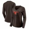 Women's Fanatics Branded Brown Cleveland Browns Freehand Long Sleeve V-Neck T-Shirt