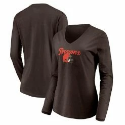 Women's Fanatics Branded Brown Cleveland Browns Freehand Long Sleeve V-Neck T-Shirt -Metaverse shop unnamed file 27539