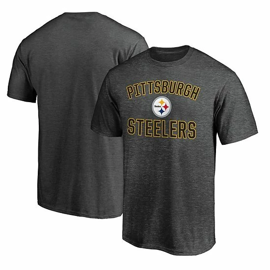 Men's Fanatics Branded Heathered Charcoal Pittsburgh Steelers Logo Big & Tall Victory Arch T-Shirt 4 Men's Fanatics Branded Heathered Charcoal Pittsburgh Steelers Logo Big & Tall Victory Arch T-Shirt - Image 2