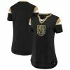 Women's Fanatics Branded Black Vegas Golden Knights Iconic Athena Lace-Up V-Neck T-Shirt