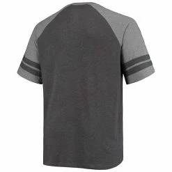 Men's Fanatics Branded Black/Heathered Gray Detroit Lions Big & Tall Throwback 2-Stripe Raglan T-Shirt -Metaverse shop unnamed file 27595
