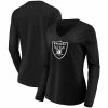 Women's Fanatics Branded Black Las Vegas Raiders Primary Logo Long Sleeve V-Neck T-Shirt -Metaverse shop unnamed file 27614