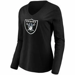 Women's Fanatics Branded Black Las Vegas Raiders Primary Logo Long Sleeve V-Neck T-Shirt -Metaverse shop unnamed file 27616