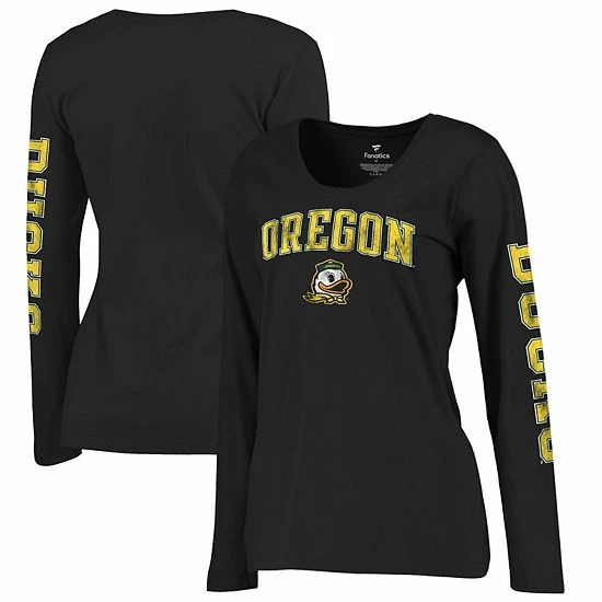 Women's Fanatics Branded Black Oregon Ducks Arch Over Logo Scoop Neck Long Sleeve T-Shirt 3 Women's Fanatics Branded Black Oregon Ducks Arch Over Logo Scoop Neck Long Sleeve T-Shirt