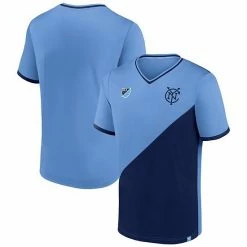 Men's Fanatics Branded Sky Blue/Navy New York City FC Striker V-Neck T-Shirt -Metaverse shop unnamed file 27775