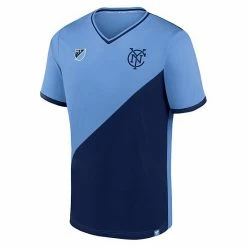 Men's Fanatics Branded Sky Blue/Navy New York City FC Striker V-Neck T-Shirt -Metaverse shop unnamed file 27776