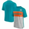 Men's Fanatics Branded Aqua/Heathered Gray Miami Dolphins Colorblock T-Shirt