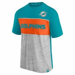 Men's Fanatics Branded Aqua/Heathered Gray Miami Dolphins Colorblock T-Shirt -Metaverse shop unnamed file 27925