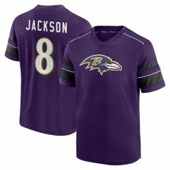 Men's Fanatics Branded Lamar Jackson Purple Baltimore Ravens Hashmark Name & Number V-Neck T-Shirt -Metaverse shop unnamed file 27945