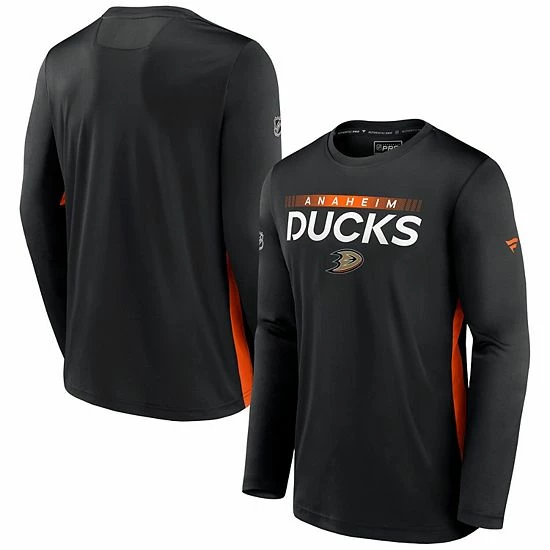 Men's Fanatics Branded Black Anaheim Ducks Authentic Pro Rink Performance Long Sleeve T-Shirt 3 Men's Fanatics Branded Black Anaheim Ducks Authentic Pro Rink Performance Long Sleeve T-Shirt