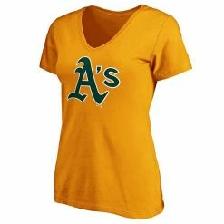 Women's Fanatics Branded Gold Oakland Athletics Core Official Logo V-Neck T-Shirt 3 Women's Fanatics Branded Gold Oakland Athletics Core Official Logo V-Neck T-Shirt -Metaverse shop unnamed file 28023