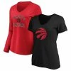 Women's Fanatics Branded Black/Red Toronto Raptors V-Neck T-Shirt Combo Pack