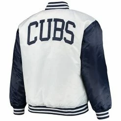 Fanatics Men's White/Navy Chicago Cubs Satin Full-Snap Jacket -Metaverse shop unnamed file 28185