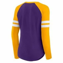 Women's Fanatics Branded Purple/Gold Minnesota Vikings True To Form Raglan Lace-Up V-Neck Long Sleeve T-Shirt -Metaverse shop unnamed file 28243
