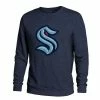 Men's Fanatics Branded Navy Seattle Kraken Primary Tri-Blend Crewneck Pullover Sweatshirt