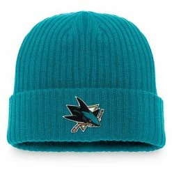 Men's Fanatics Branded Teal San Jose Sharks Core Primary Logo Cuffed Knit Hat