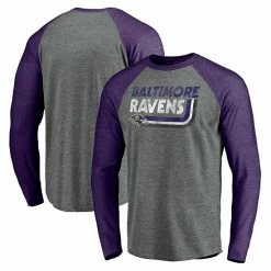 Men's Fanatics Branded Heathered Gray/Heathered Purple Baltimore Ravens Vintage On The Ropes Raglan Tri-Blend Long Sleeve T-Shirt 3 Men's Fanatics Branded Heathered Gray/Heathered Purple Baltimore Ravens Vintage On The Ropes Raglan Tri-Blend Long Sleeve T-Shirt -Metaverse shop unnamed file 28489