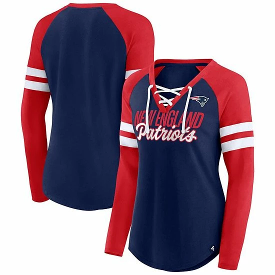 Women's Fanatics Branded Navy/Red New England Patriots True to Form Raglan Lace-Up V-Neck Long Sleeve T-Shirt Women's Fanatics Branded Navy/Red New England Patriots True To Form Raglan Lace-Up V-Neck Long Sleeve T-Shirt -Metaverse shop unnamed file 2854