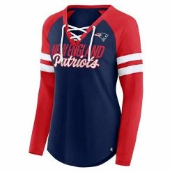 Women's Fanatics Branded Navy/Red New England Patriots True To Form Raglan Lace-Up V-Neck Long Sleeve T-Shirt 4 Women's Fanatics Branded Navy/Red New England Patriots True To Form Raglan Lace-Up V-Neck Long Sleeve T-Shirt -Metaverse shop unnamed file 2856